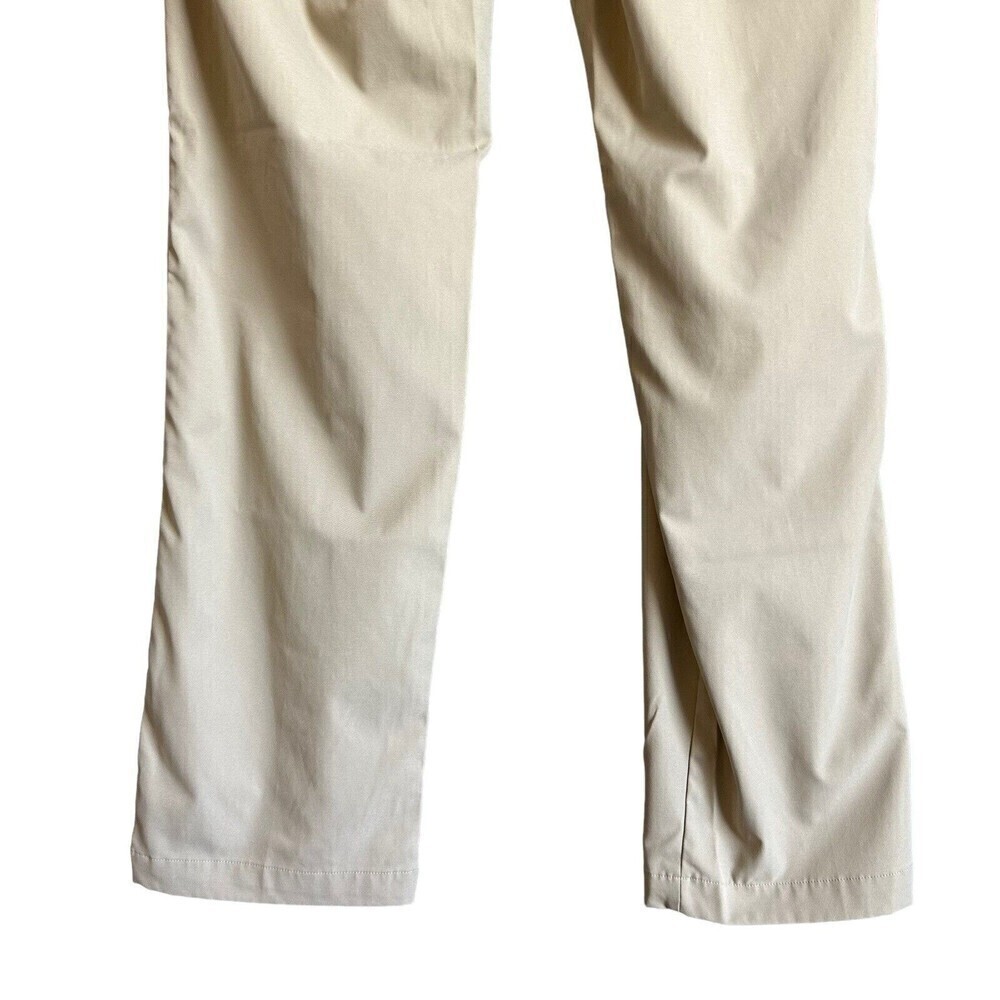 Adidas Golf Pants Mens 34 Beige Performance Stretch 3-Stripe Flat Front Chinos - Picture 8 of 16